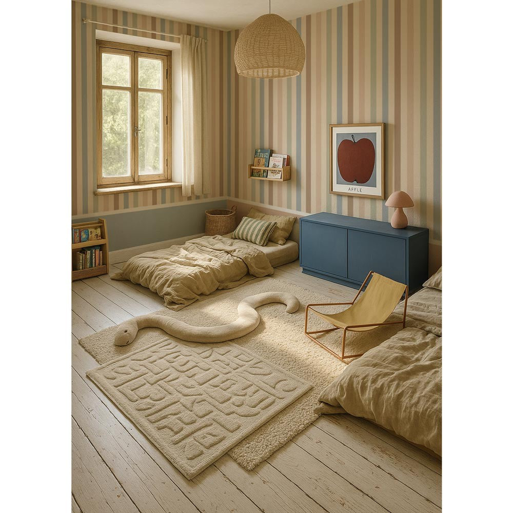 Behang kinderkamer – strepen neutraal beige