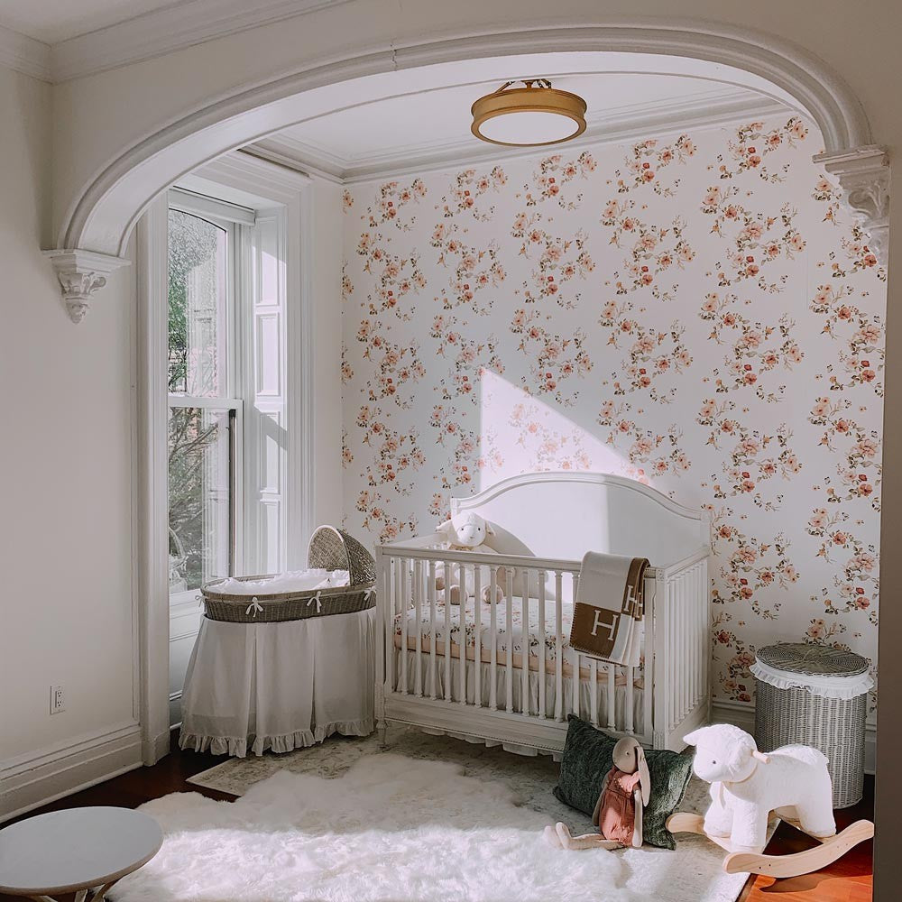 Behang kinderkamer – vintage bloemen pastel