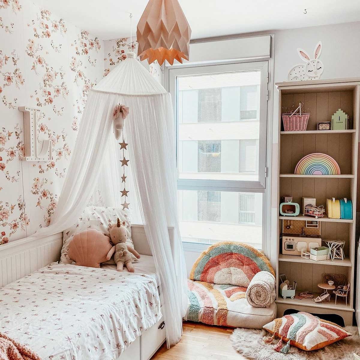 Behang kinderkamer – vintage bloemen pastel – afbeelding 4