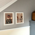 Behang kinderkamer – vintage strepen beige en blauw – afbeelding 2