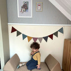 Behang kinderkamer – vintage strepen beige en blauw – afbeelding 4