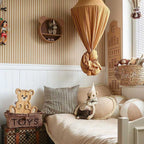 Behang kinderkamer – vintage strepen beige en bruin – afbeelding 2