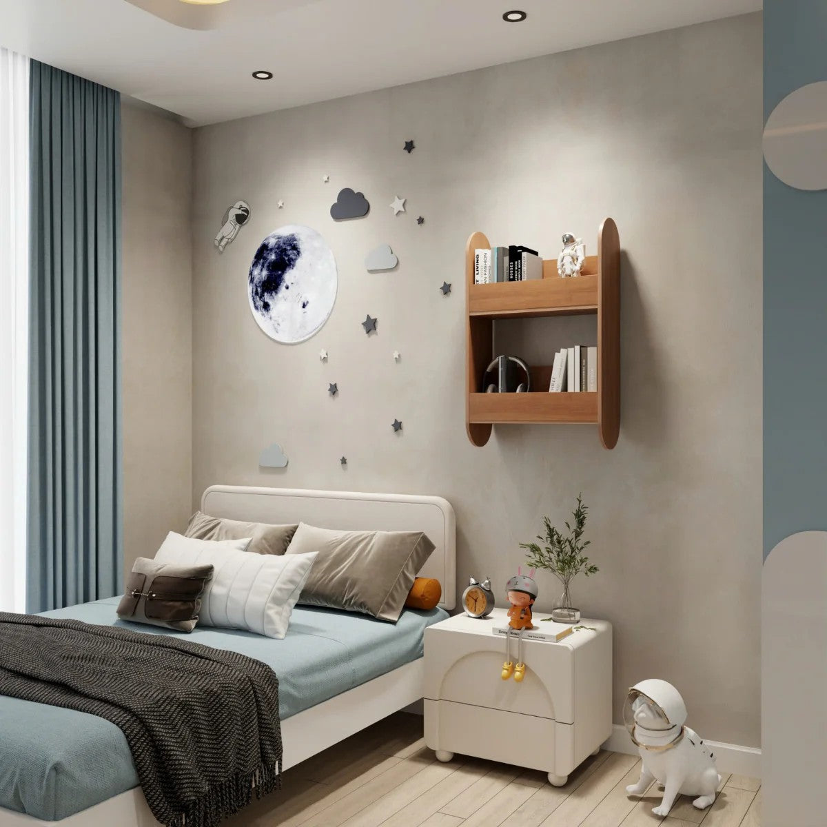 Boekenkast kinderkamer Capsule groot – houten wandplank – afbeelding 2