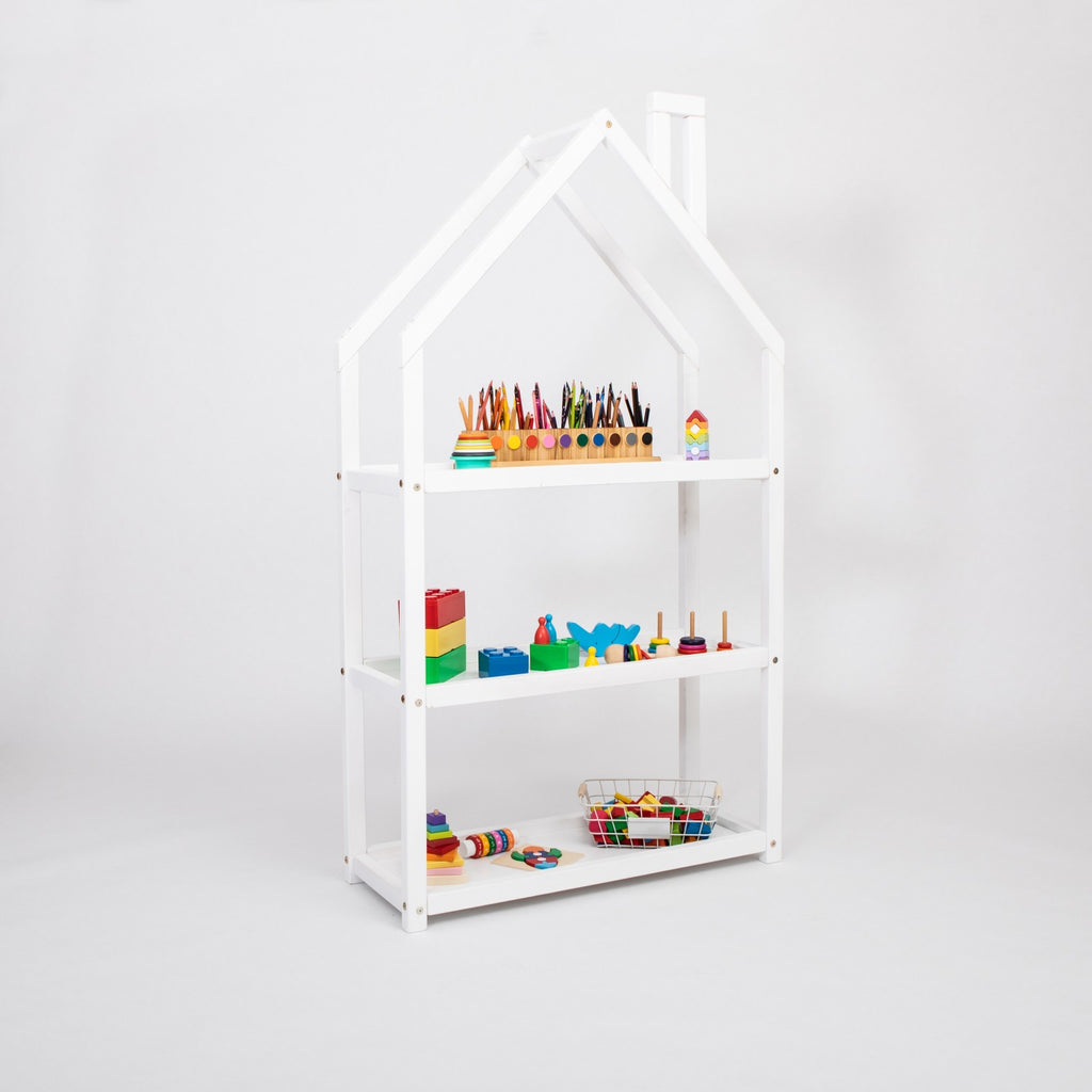 Boekenkast kinderkamer huisje van massief hout – afbeelding 11