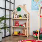 Boekenkast kinderkamer huisje van massief hout – afbeelding 15