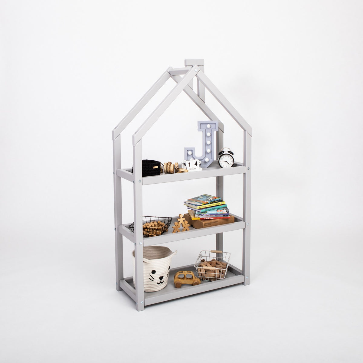 Boekenkast kinderkamer huisje van massief hout – afbeelding 17