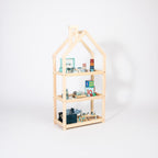 Boekenkast kinderkamer huisje van massief hout – afbeelding 2