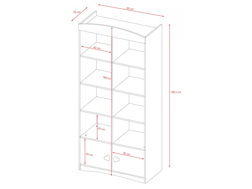 Boekenkast kinderkamer Julia dubbel wit – afbeelding 6
