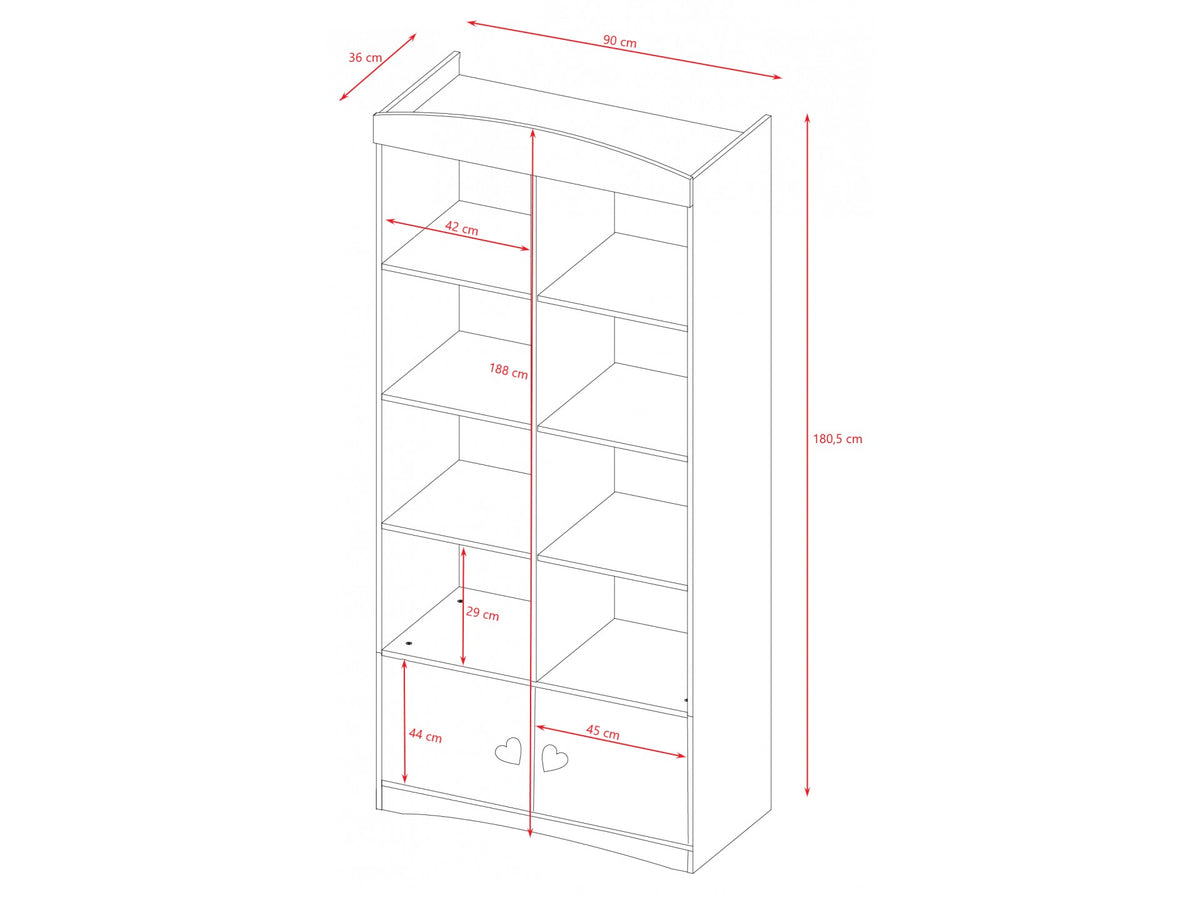 Boekenkast kinderkamer Julia dubbel wit – afbeelding 6