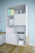 Boekenkast kinderkamer Victor wit met eiken – afbeelding 2