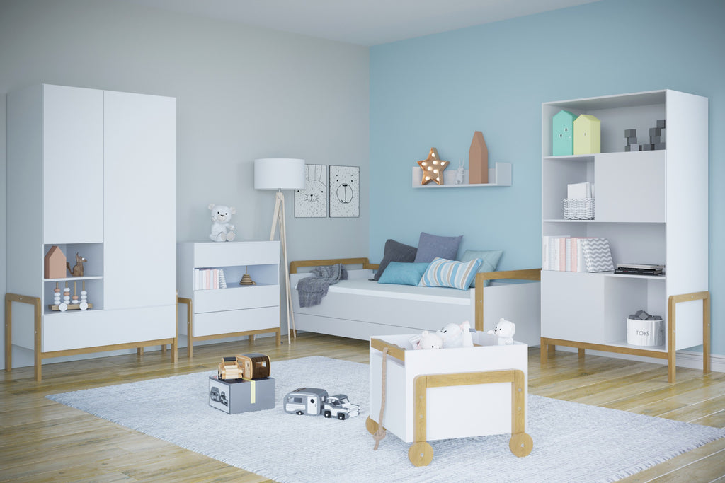 Boekenkast kinderkamer Victor wit met eiken – afbeelding 4