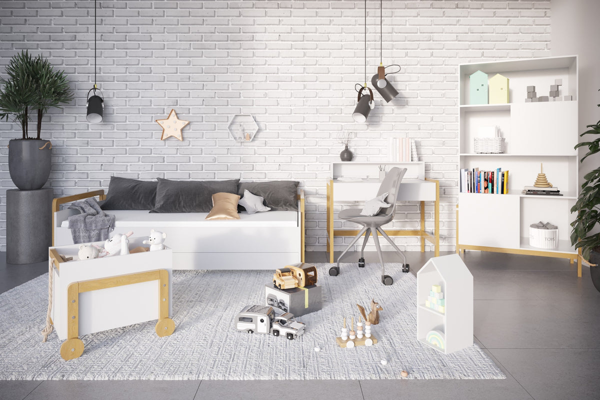 Boekenkast kinderkamer Victor wit met eiken – afbeelding 5