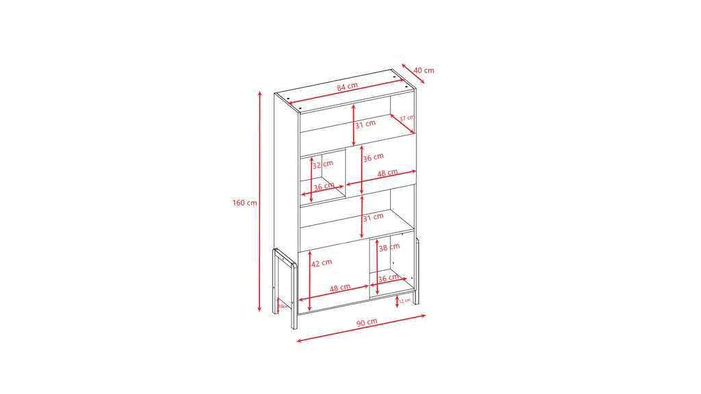 Boekenkast kinderkamer Victor wit met eiken – afbeelding 6