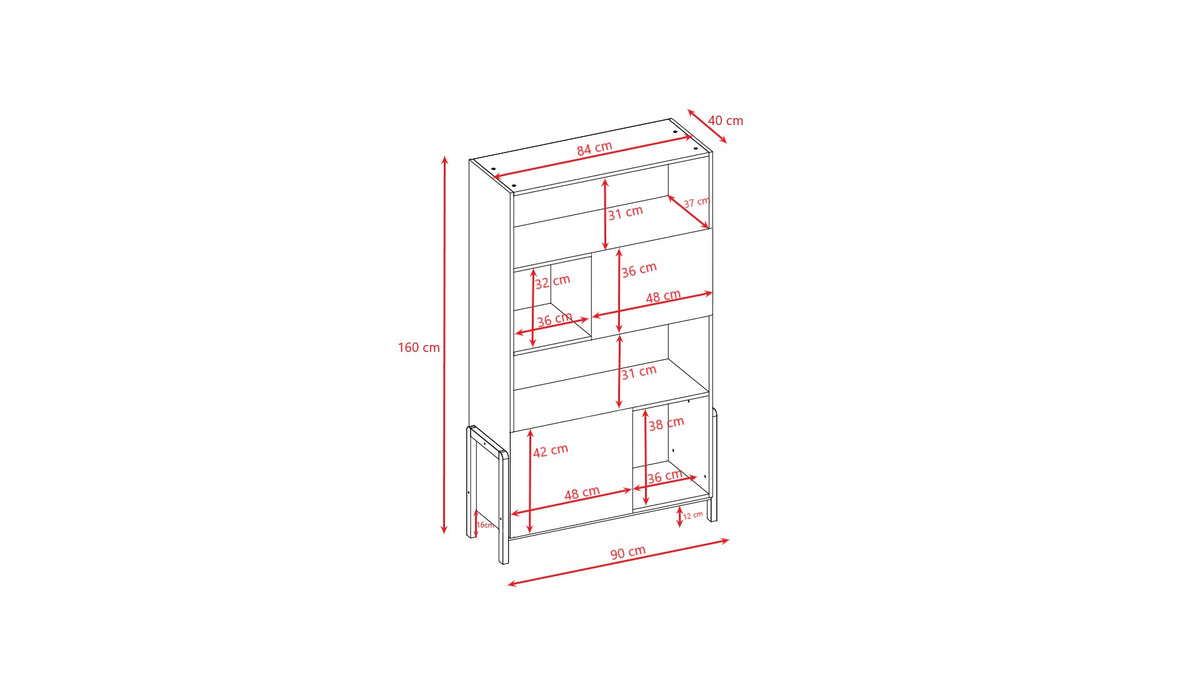 Boekenkast kinderkamer Victor wit met eiken – afbeelding 6