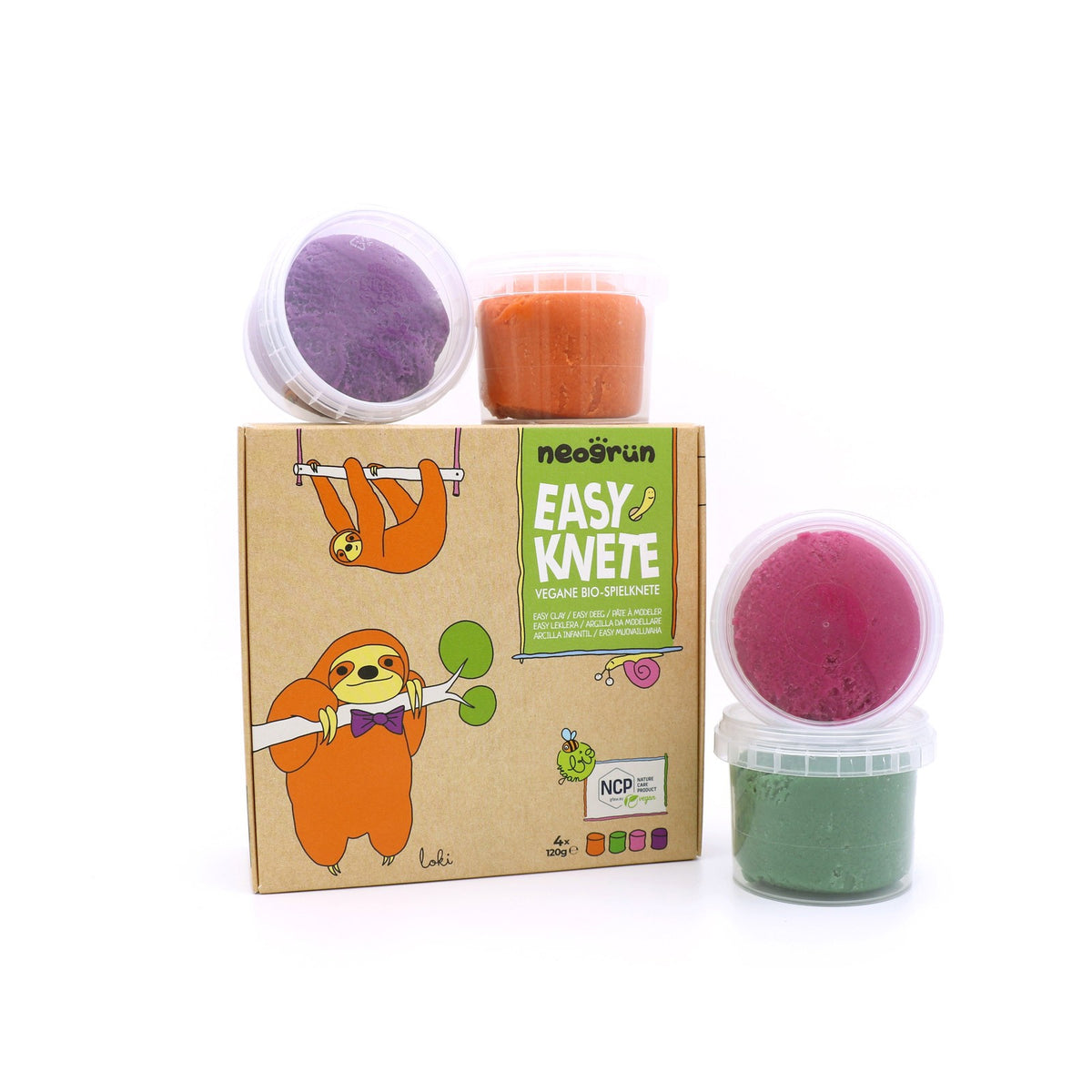 Boetseerklei biologisch 4 x 120 g – oranje, groen, roze en paars – afbeelding 9