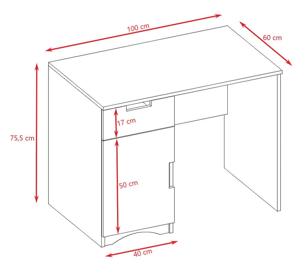 Bureau kinderkamer Classic wit met drie lades – afbeelding 7