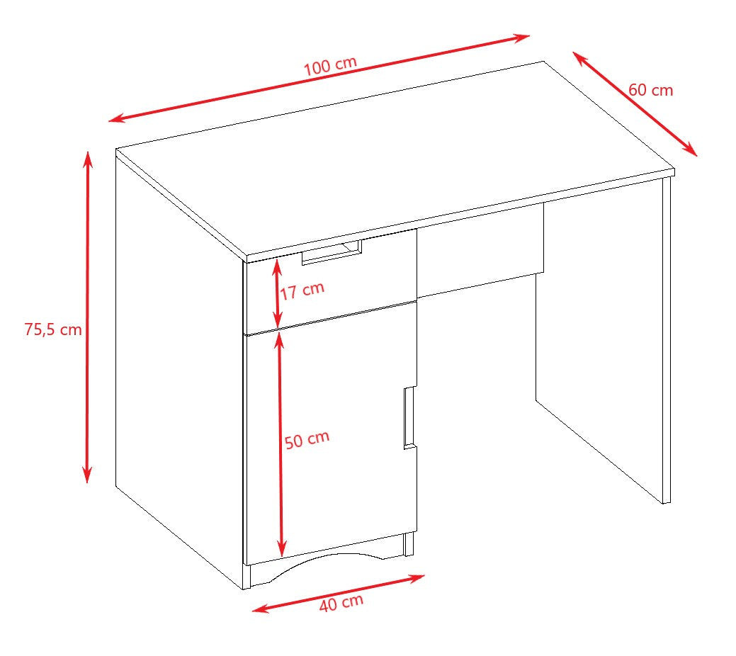 Bureau kinderkamer Classic wit met drie lades – afbeelding 7