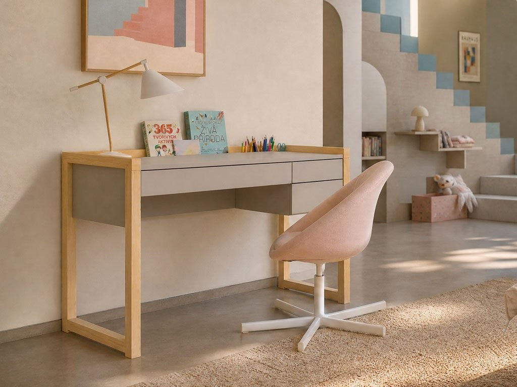 Bureau kinderkamer Stolly met drie laden wit – afbeelding 2