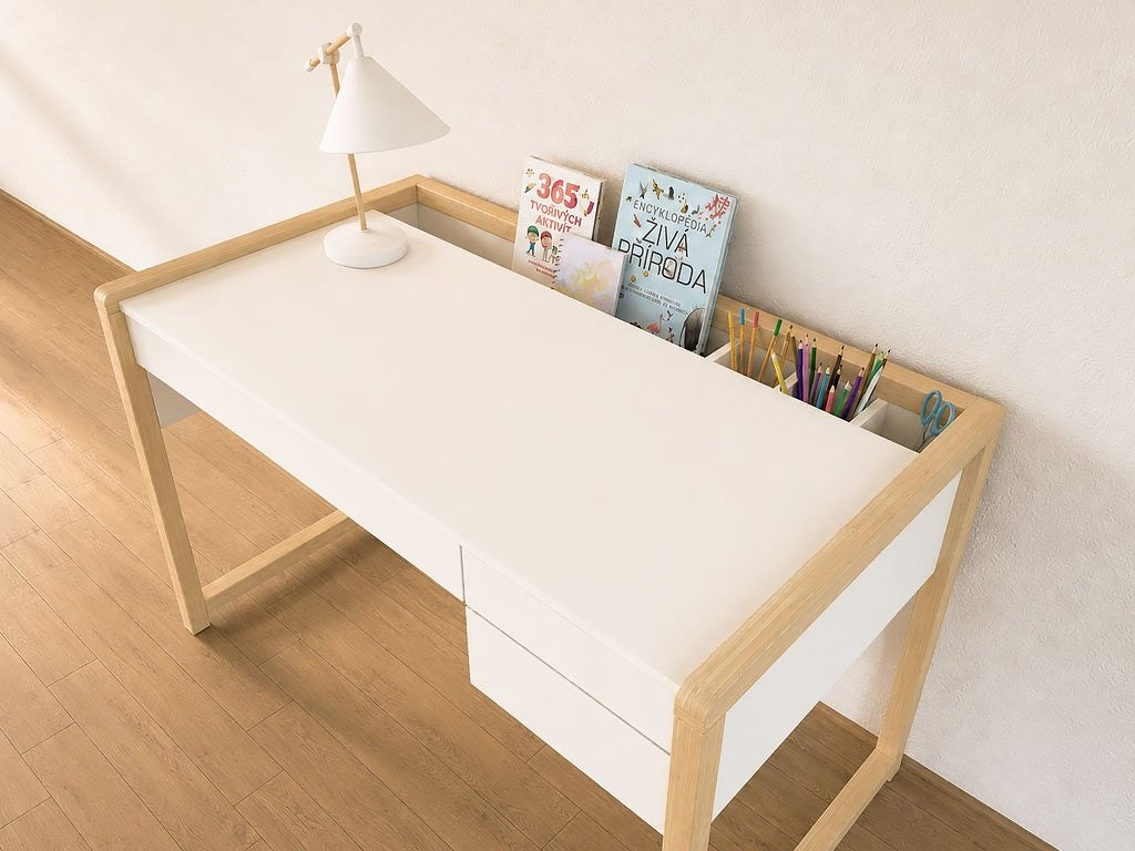 Bureau kinderkamer Stolly met drie laden wit – afbeelding 4