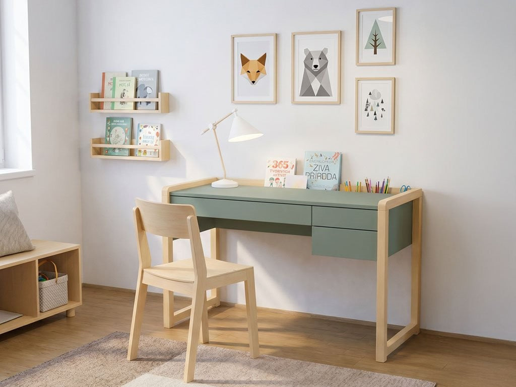 Bureau kinderkamer Stolly met drie laden wit – afbeelding 5
