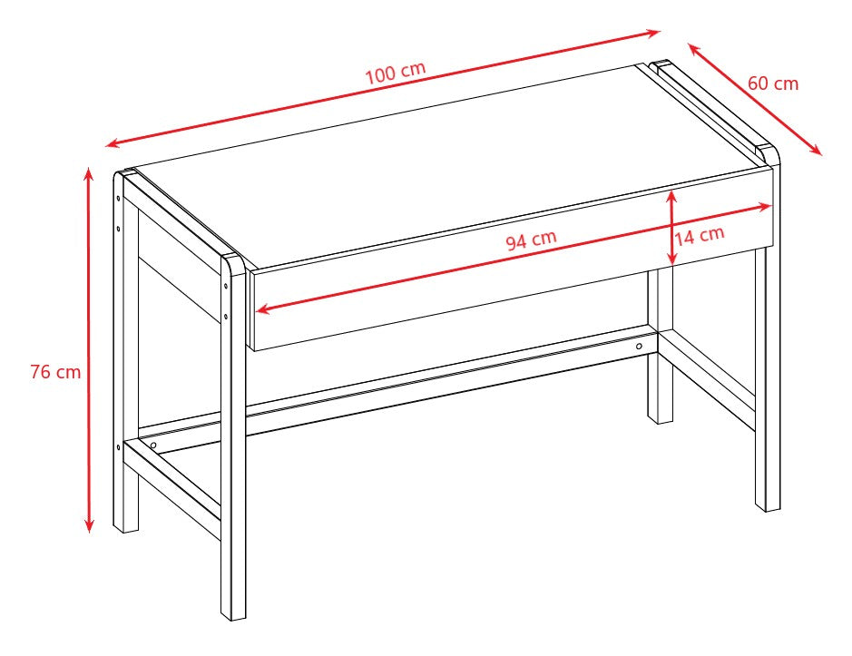 Bureau kinderkamer Victor met eiken poten en lade – afbeelding 5