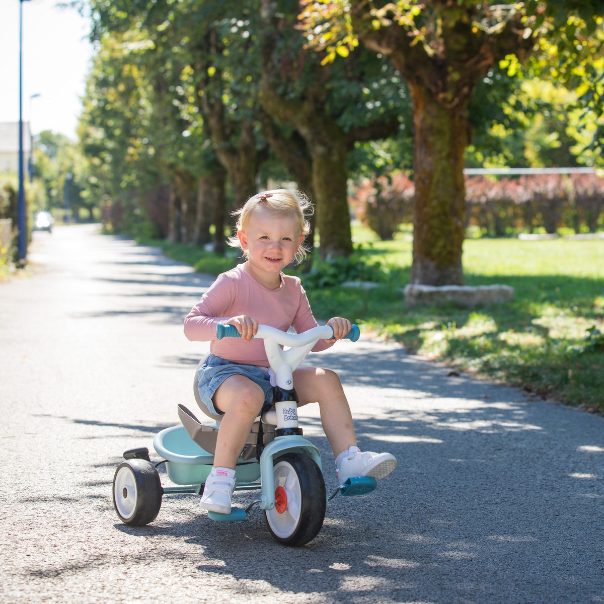 Driewieler met duwstang Baby Balade Plus blauw – afbeelding 4
