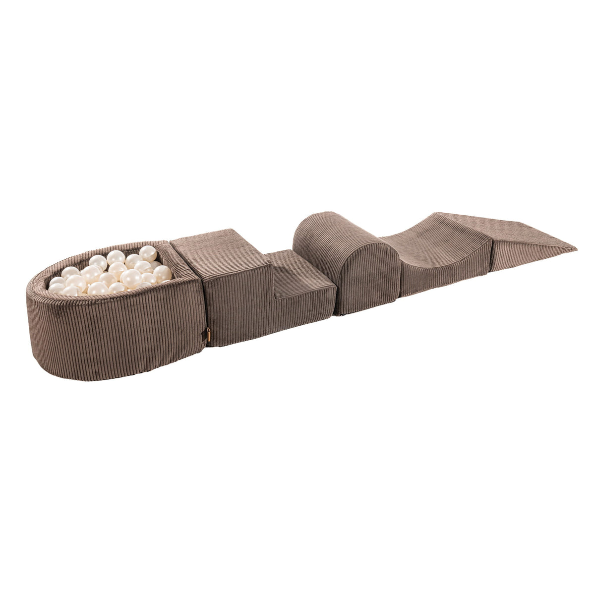 Foam speelset met kleine ballenbak – bruin en parelwit