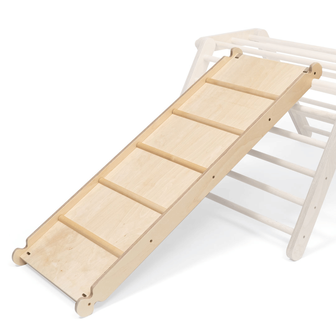 Houten glijbaan en klimplank voor klimrek – afbeelding 3