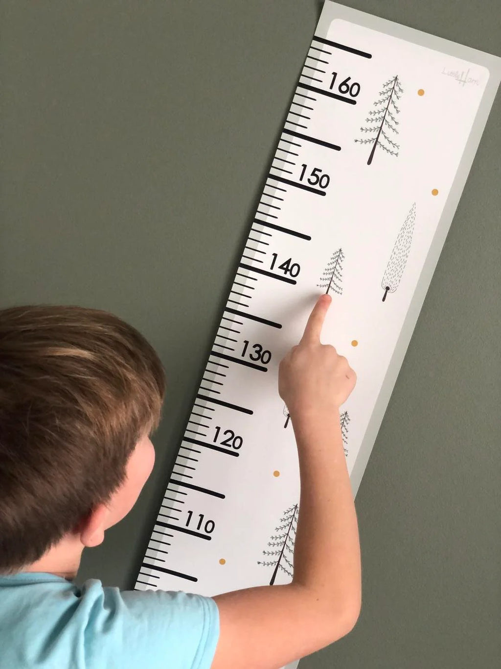 Groeimeter kinderkamer van papier – dennenbomen