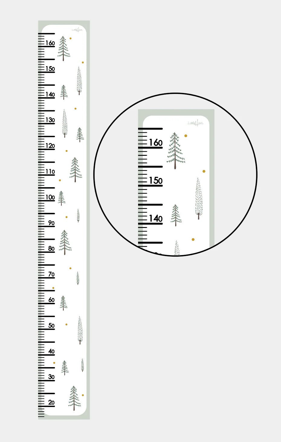 Groeimeter kinderkamer van papier – dennenbomen – afbeelding 3