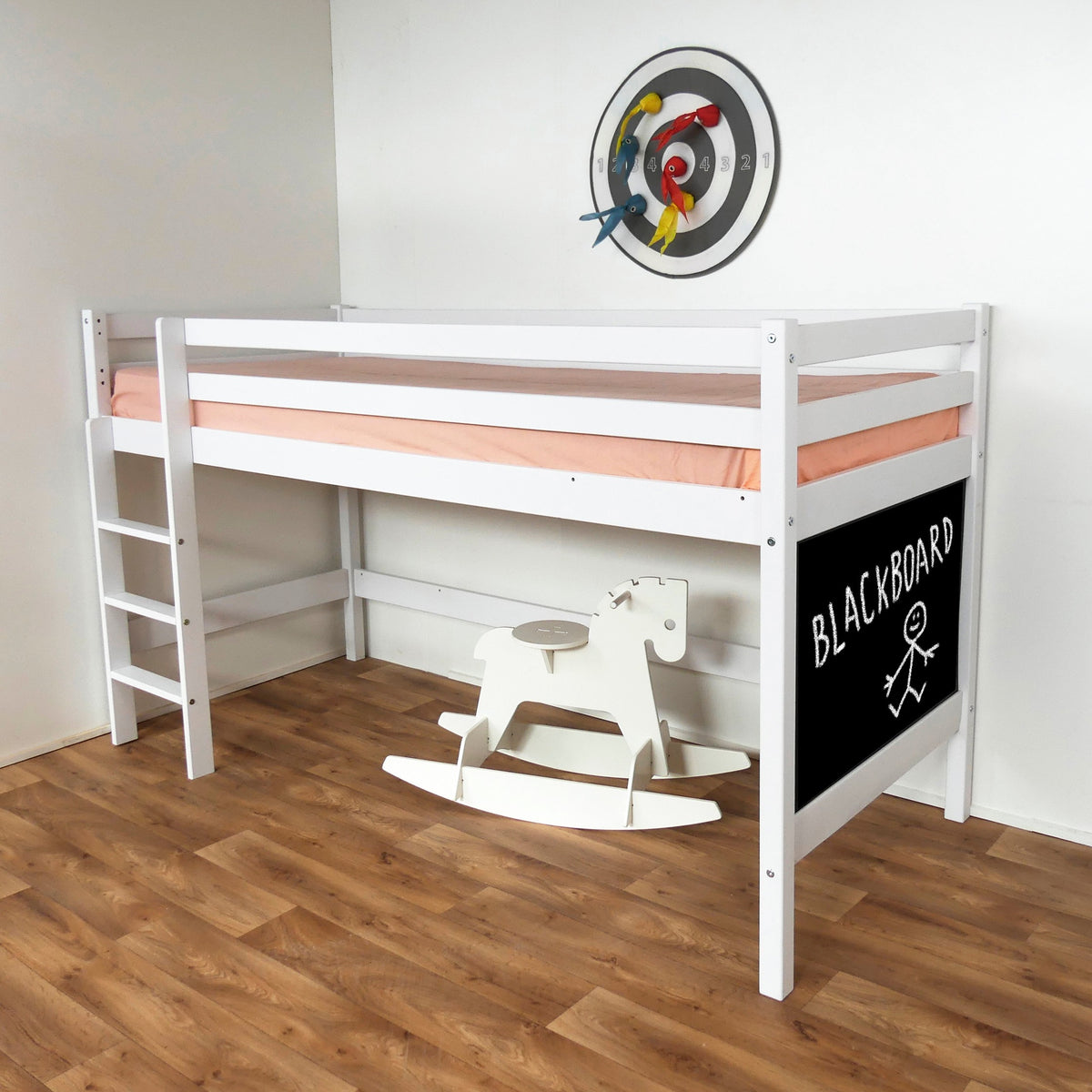 Halfhoogslaper berkenhout met krijtbord naturel – afbeelding 2