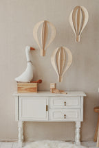 Hangdecoratie kinderkamer – set van 3 houten luchtballonnen