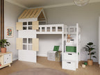 Hoogslaper COTTAGE met half dak en opbergtrap 90x200 cm