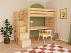 Hoogslaper MAKALU met opbergtrap en bureau 90x200 cm