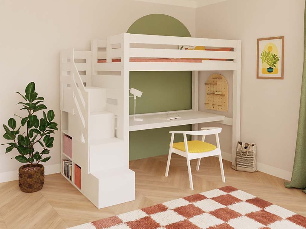 Hoogslaper MAKALU met opbergtrap en bureau 90x200 cm – afbeelding 3
