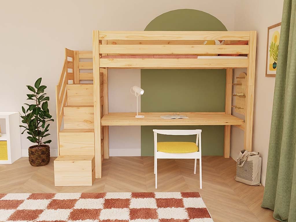 Hoogslaper MAKALU met opbergtrap en bureau 90x200 cm – afbeelding 6