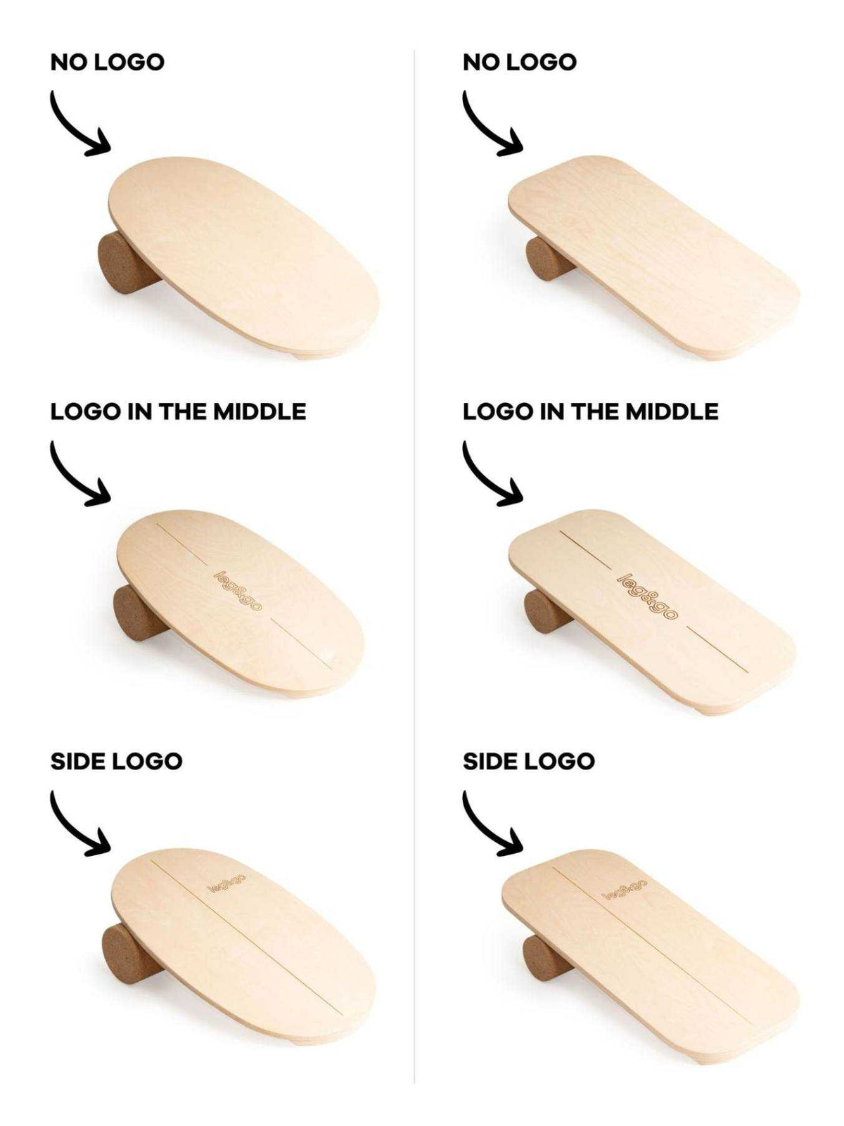 Houten balansbord met kurkroller logo midden – afbeelding 5