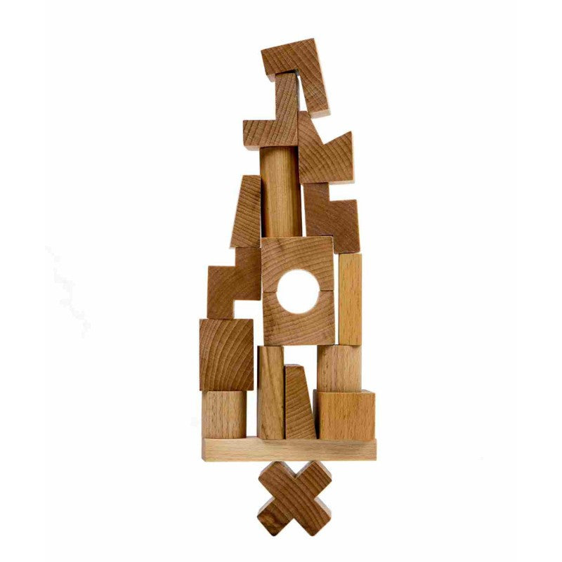 Houten puzzel toren naturel