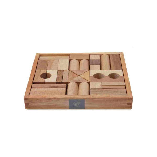 Houten Blokken in Kist Naturel 30 Stuks
