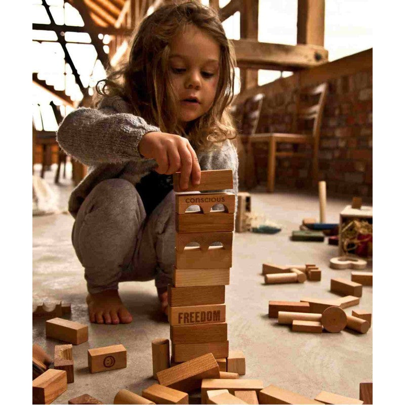 Houten blokken in zak naturel 50 stuks – afbeelding 2