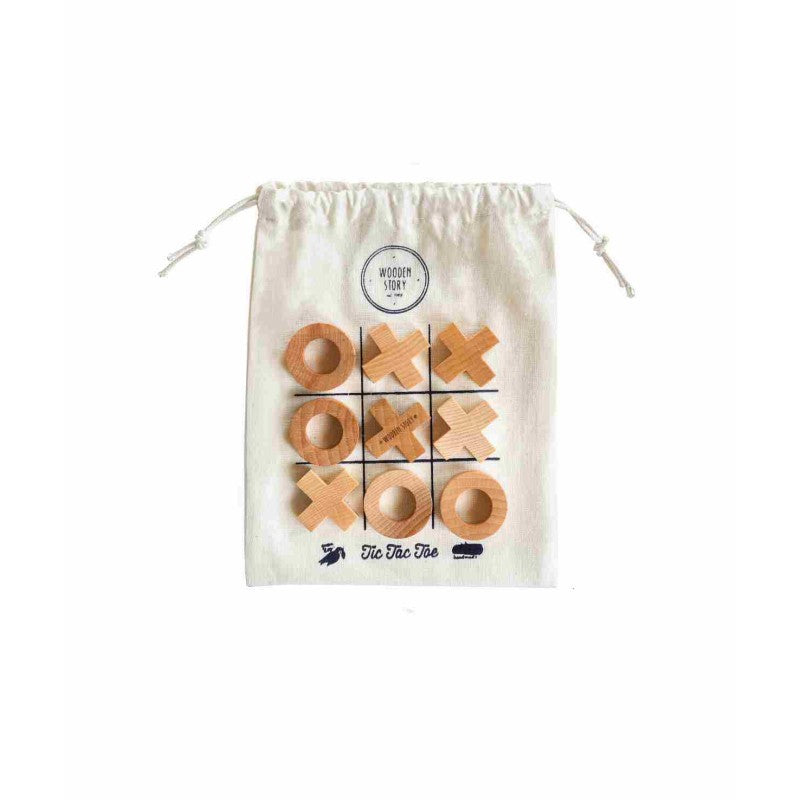 Houten boter kaas en eieren spel met katoenen zakje – afbeelding 2