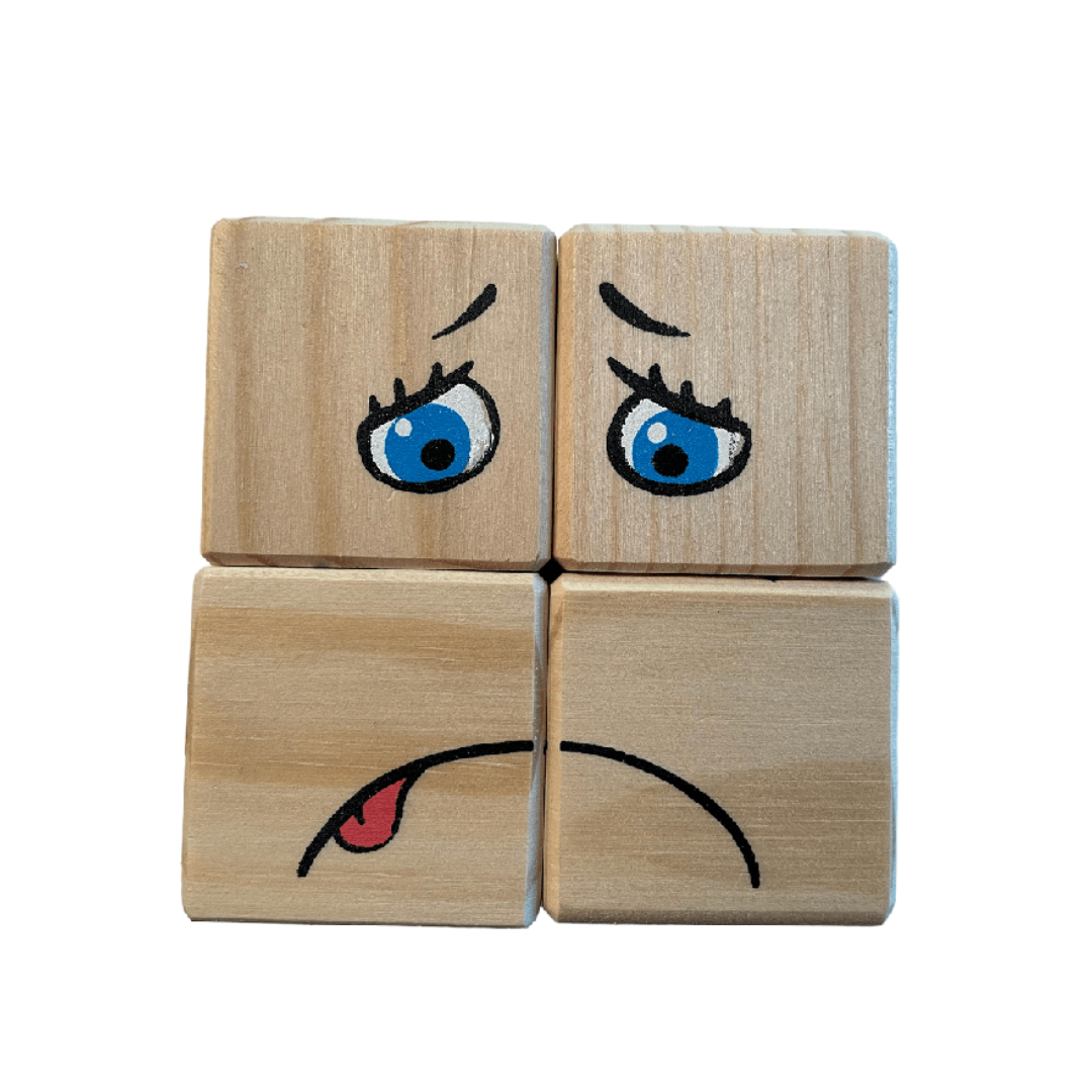 Houten emotieblokken met gezichtjes – afbeelding 4