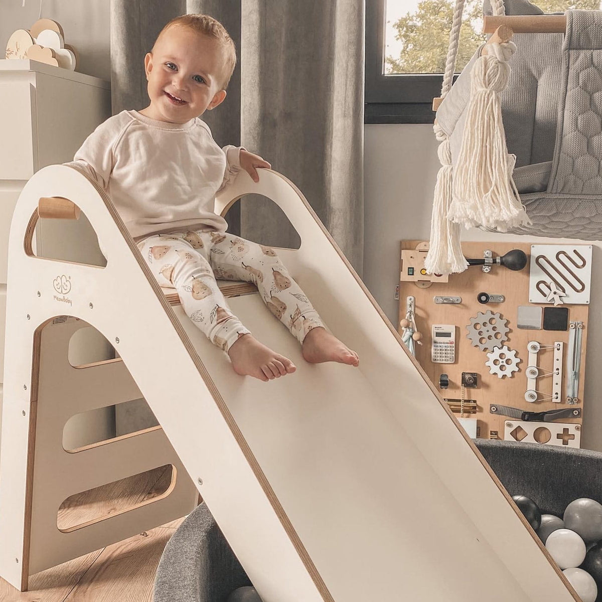 Houten glijbaan Scandi voor binnen wit – afbeelding 18