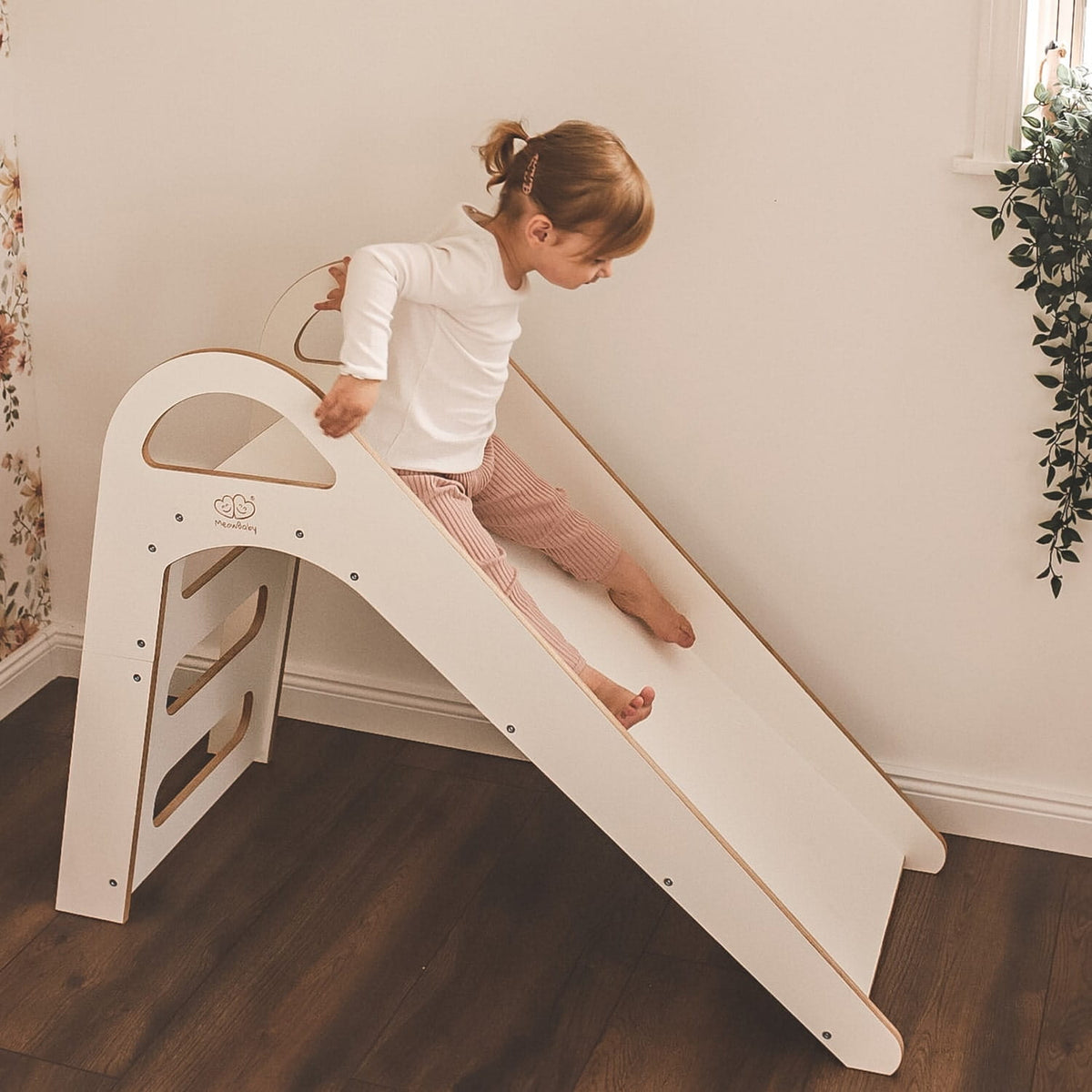 Houten glijbaan Scandi voor binnen wit – afbeelding 3