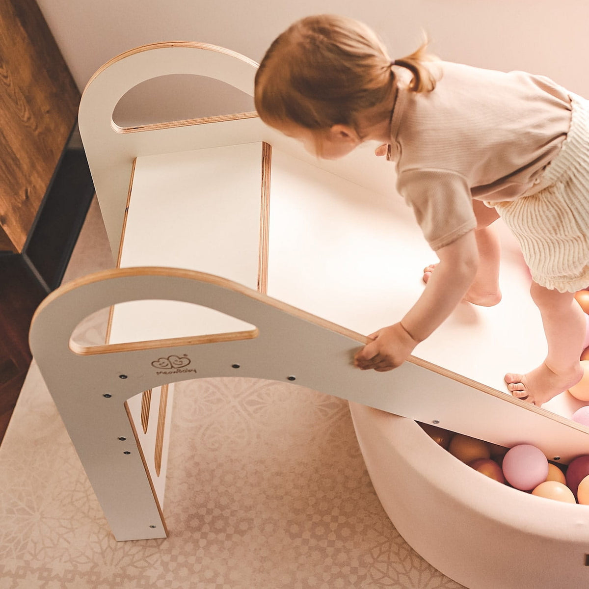 Houten glijbaan Scandi voor binnen wit – afbeelding 9