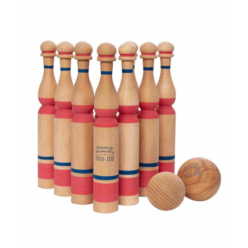 Houten kegelspel rood