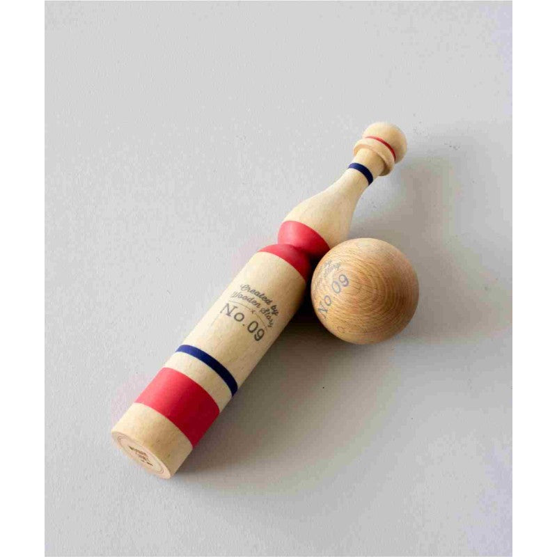 Houten kegelspel rood – afbeelding 4