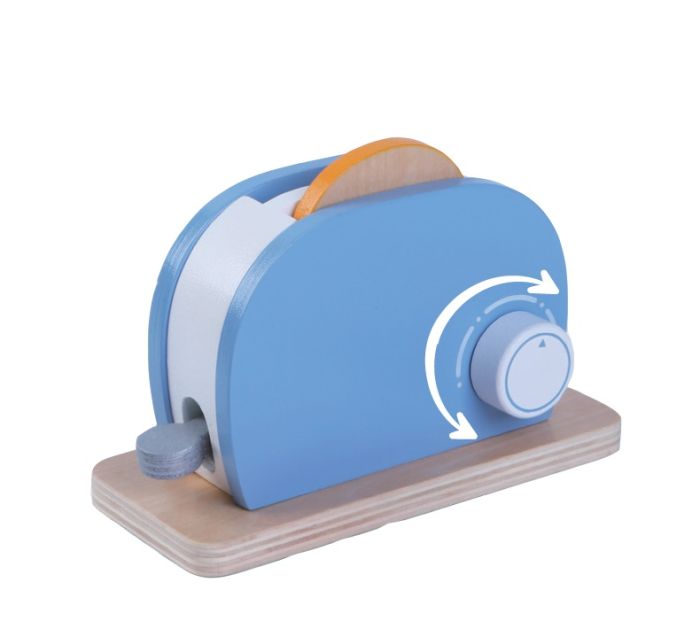 Houten keuken speelgoed – broodrooster met toast en boter – afbeelding 2