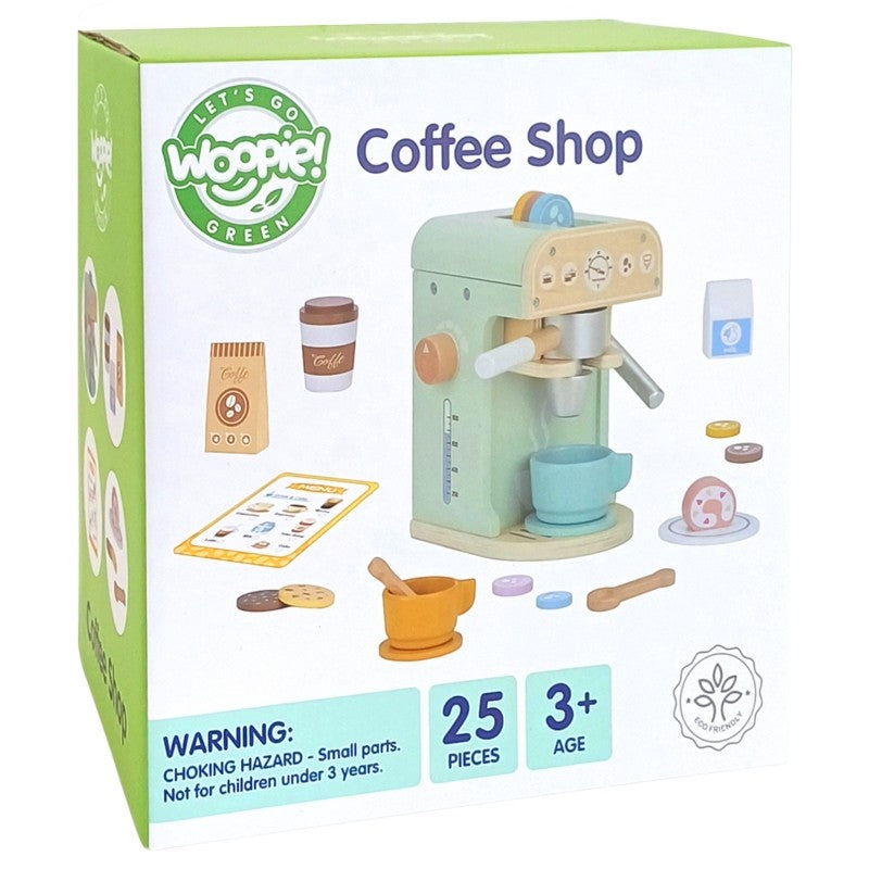 Houten keuken speelgoed – koffiezetapparaat baristaset 25-delig – afbeelding 2