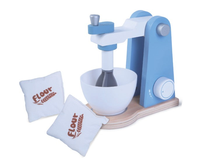 Houten keuken speelgoed – mixer met kom en meel